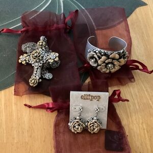 Sweet Romance Cross Necklace, Bracelet and Earrings by Shelley Cooper NWT
